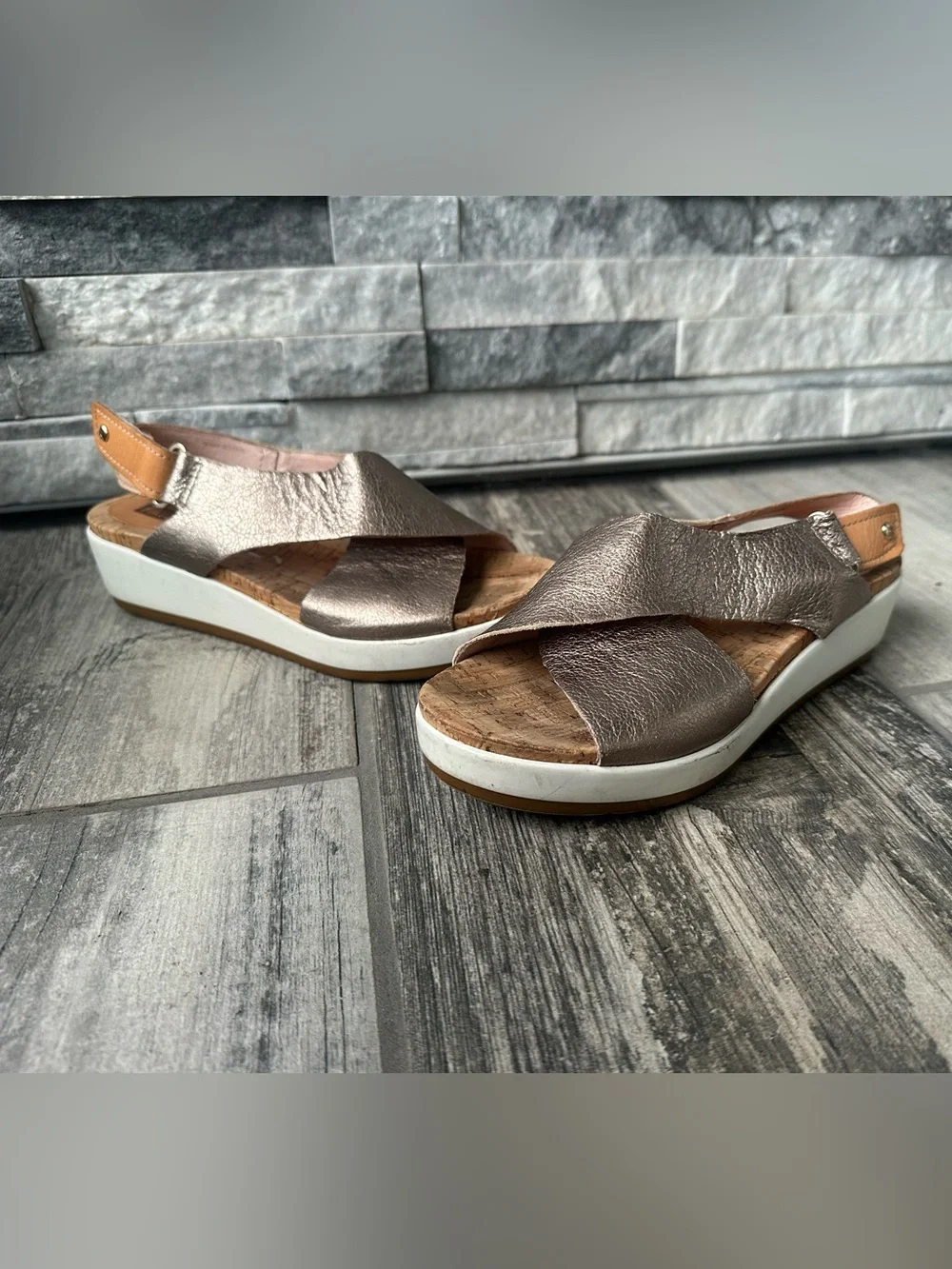 Pikolinos  Leather Cork Wedge Sandals Size 36